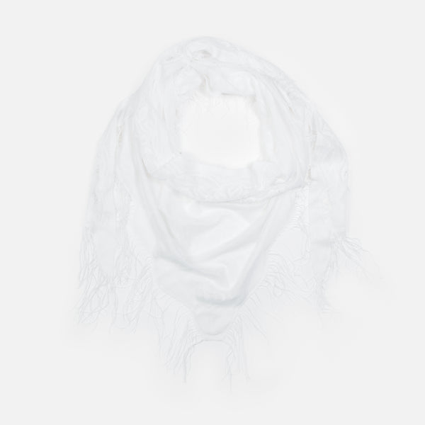 Load image into Gallery viewer, White fringed lace shawl
