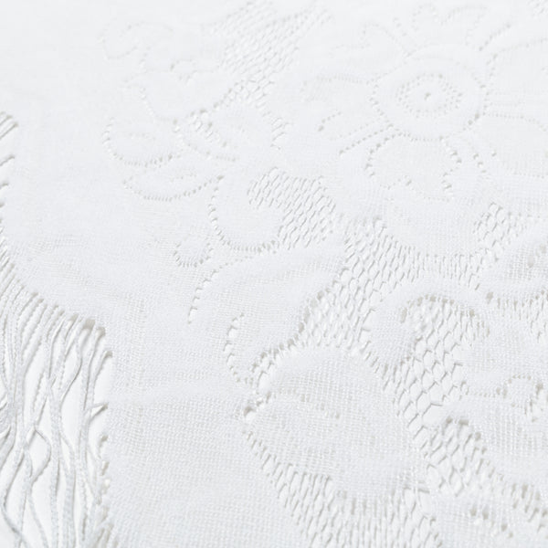 Load image into Gallery viewer, White fringed lace shawl

