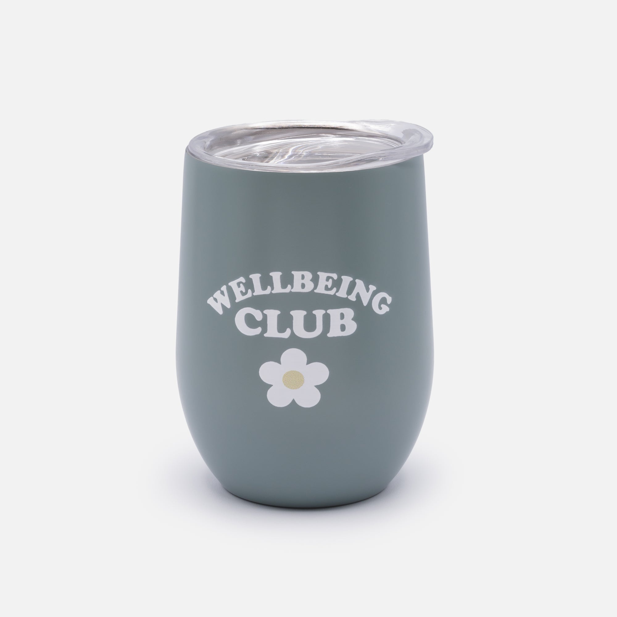 'Wellbeing CLUB' sage green stainless steel travel mug