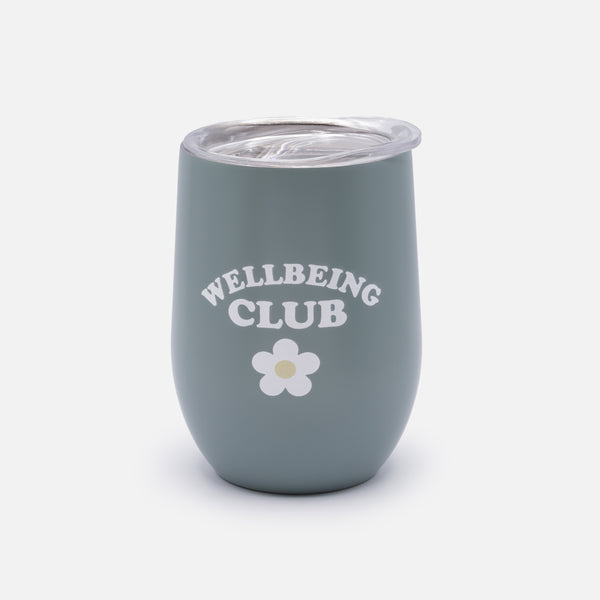 Load image into Gallery viewer, &#39;Wellbeing CLUB&#39; sage green stainless steel travel mug
