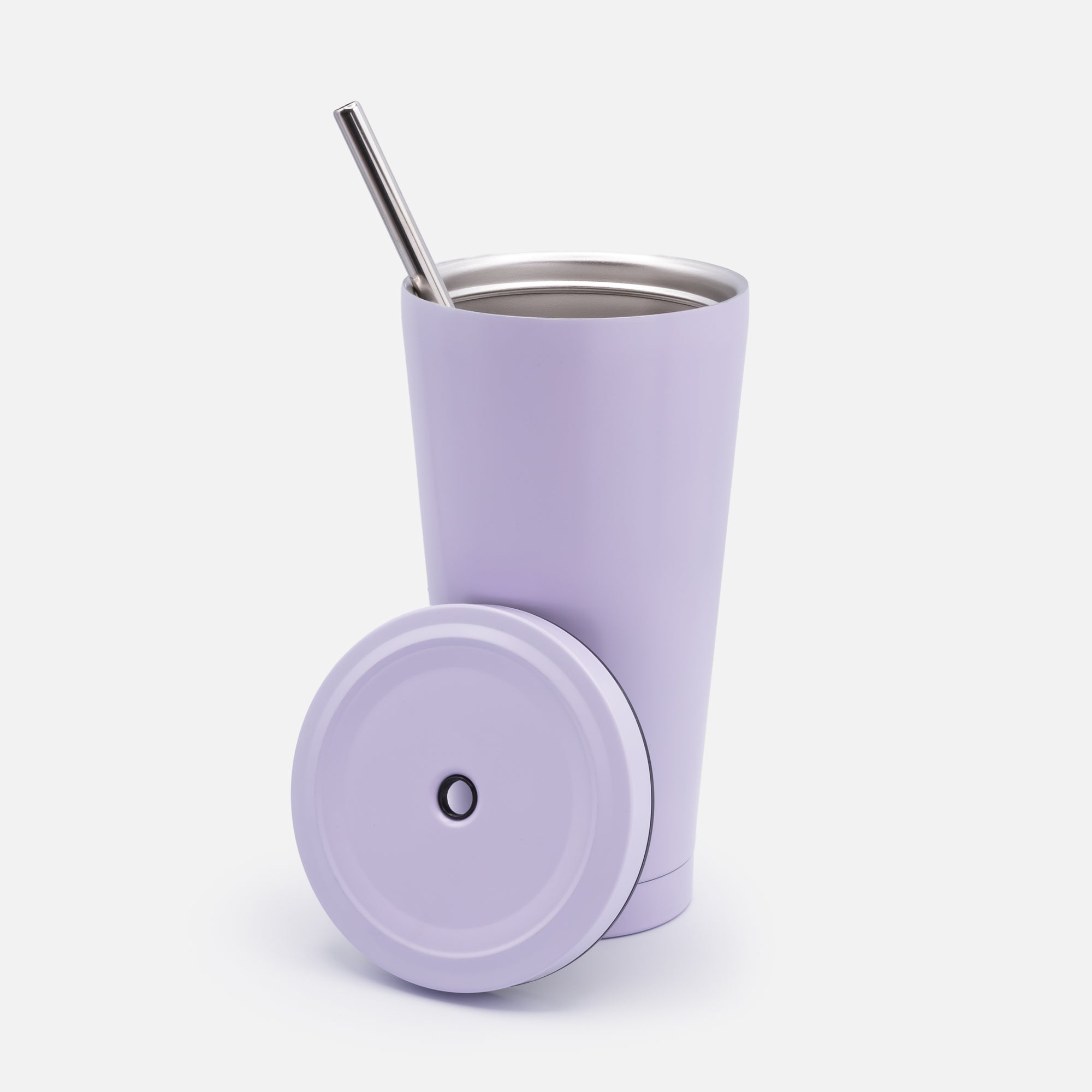 Lilac Travel Mug with Stainless Steel Straw