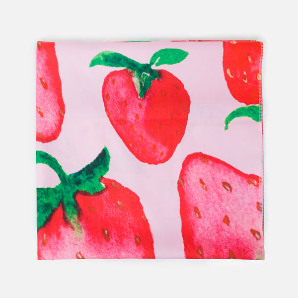Load image into Gallery viewer, Pink microfiber towel with strawberries
