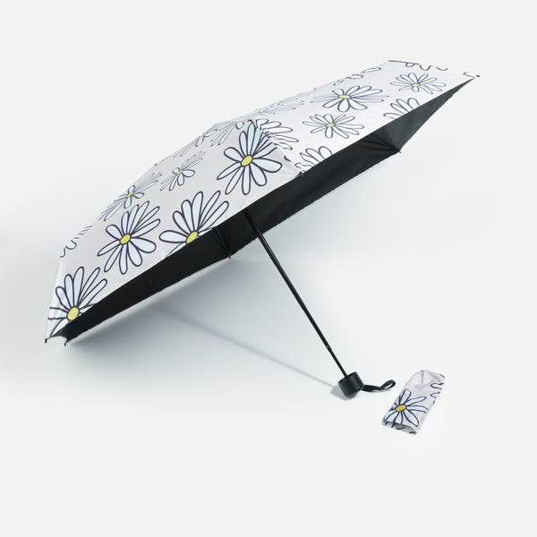 Load image into Gallery viewer, Beige umbrella with daisies and storage bag
