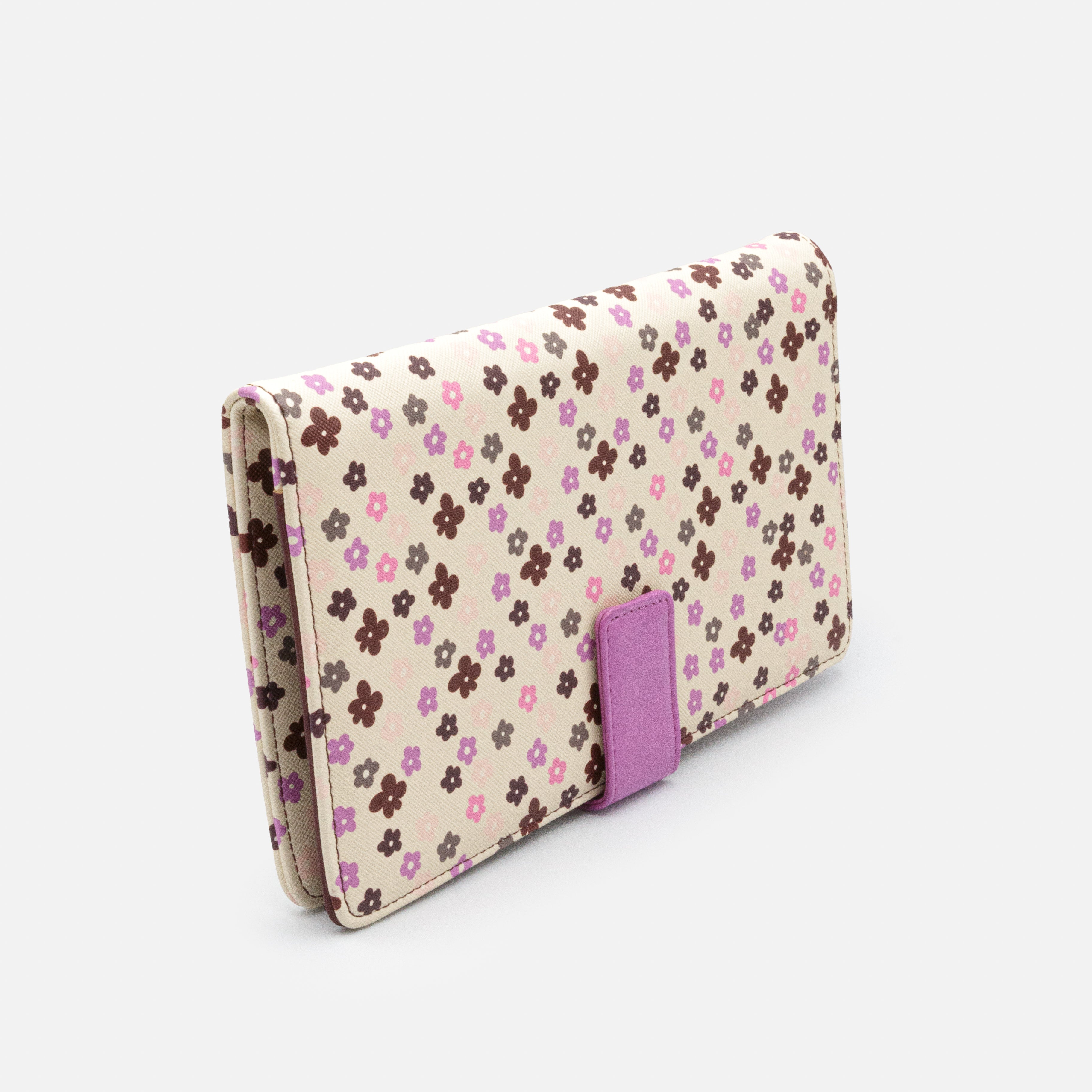 Purple and Pink Floral Print Travel Document Organizer