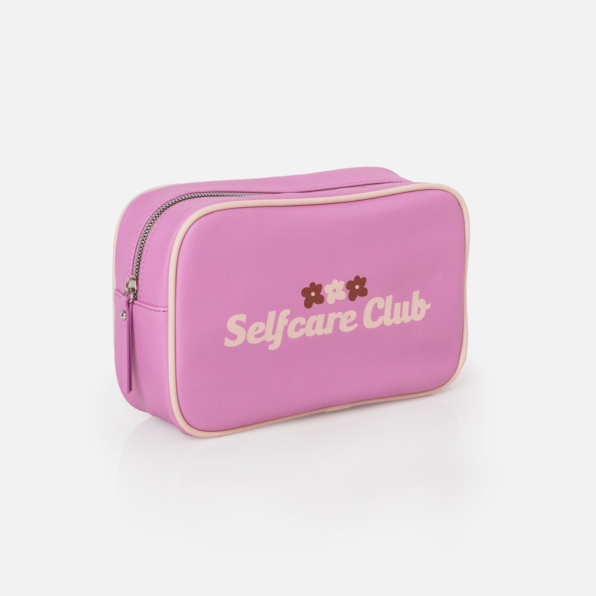 Pochette à cosmétiques 3 en 1  beige avec fleurs colorées