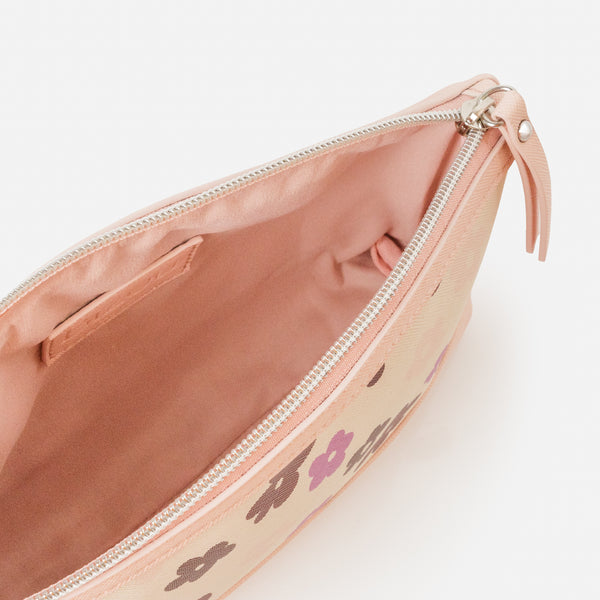 Charger l&#39;image dans la galerie, Pochette à cosmétiques 3 en 1  beige avec fleurs colorées
