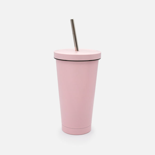 Load image into Gallery viewer, Pale Pink Travel Mug with Stainless Steel Straw
