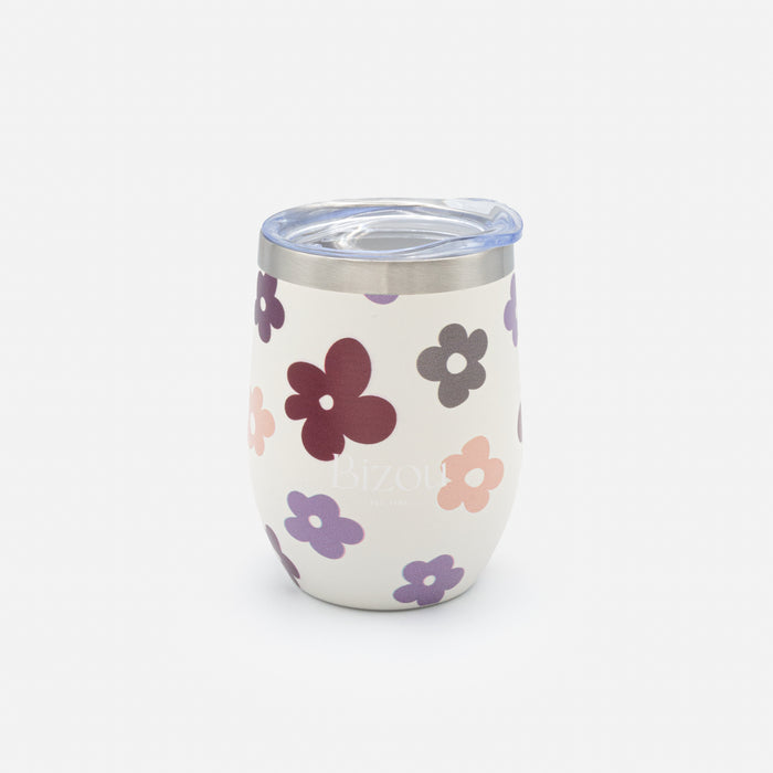 Tasse à vin blanche avec fleurs colorées en acier inoxydable