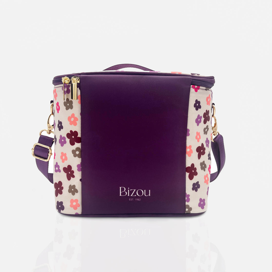 Blue lunch box with flower print