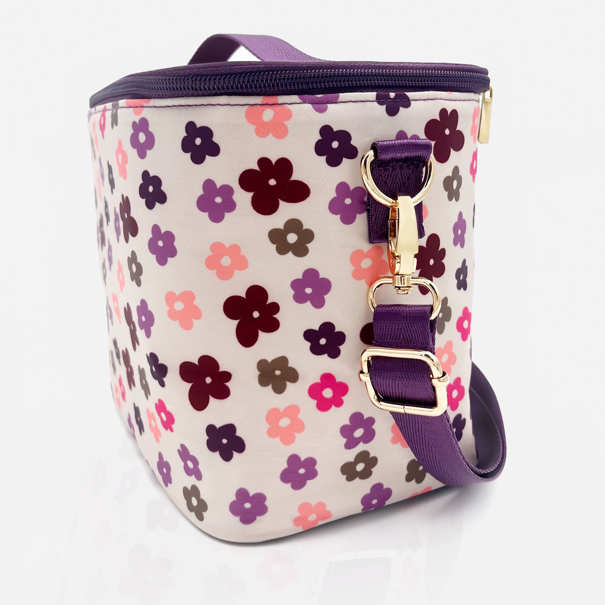 Blue lunch box with flower print