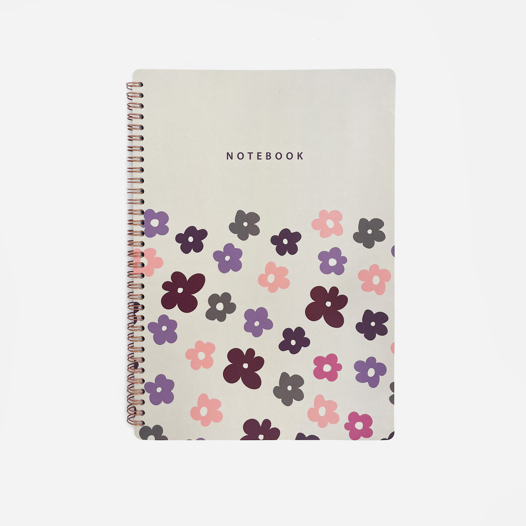 Lilac notebook with flowers