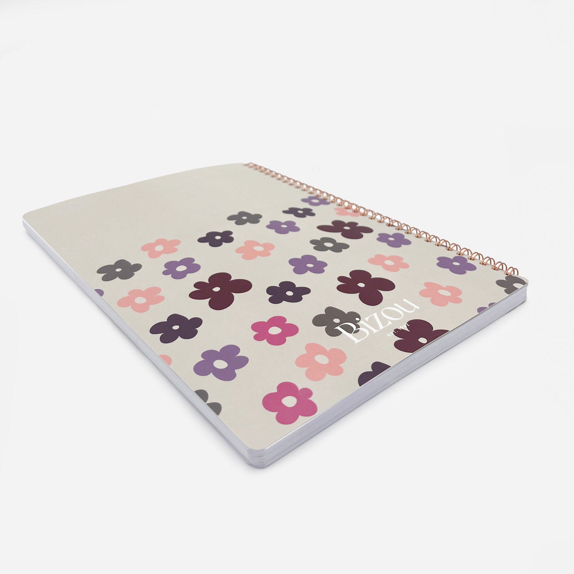 Lilac notebook with flowers