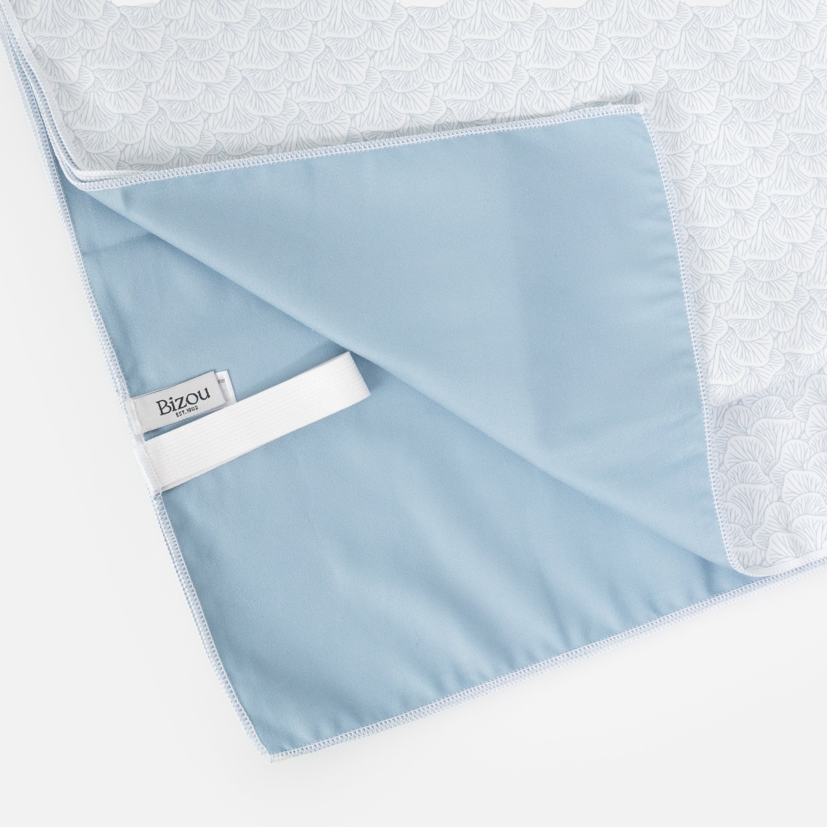 Pale blue microfiber towel with coral print