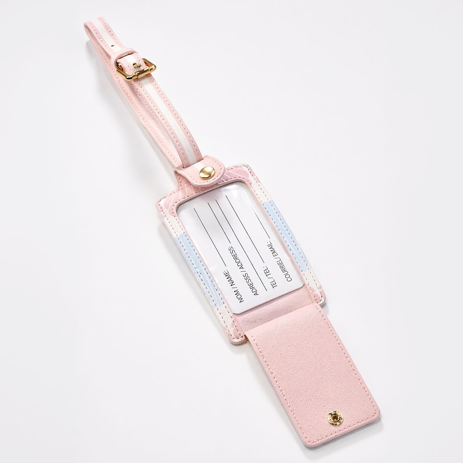 Étiquette de bagage rose voyage