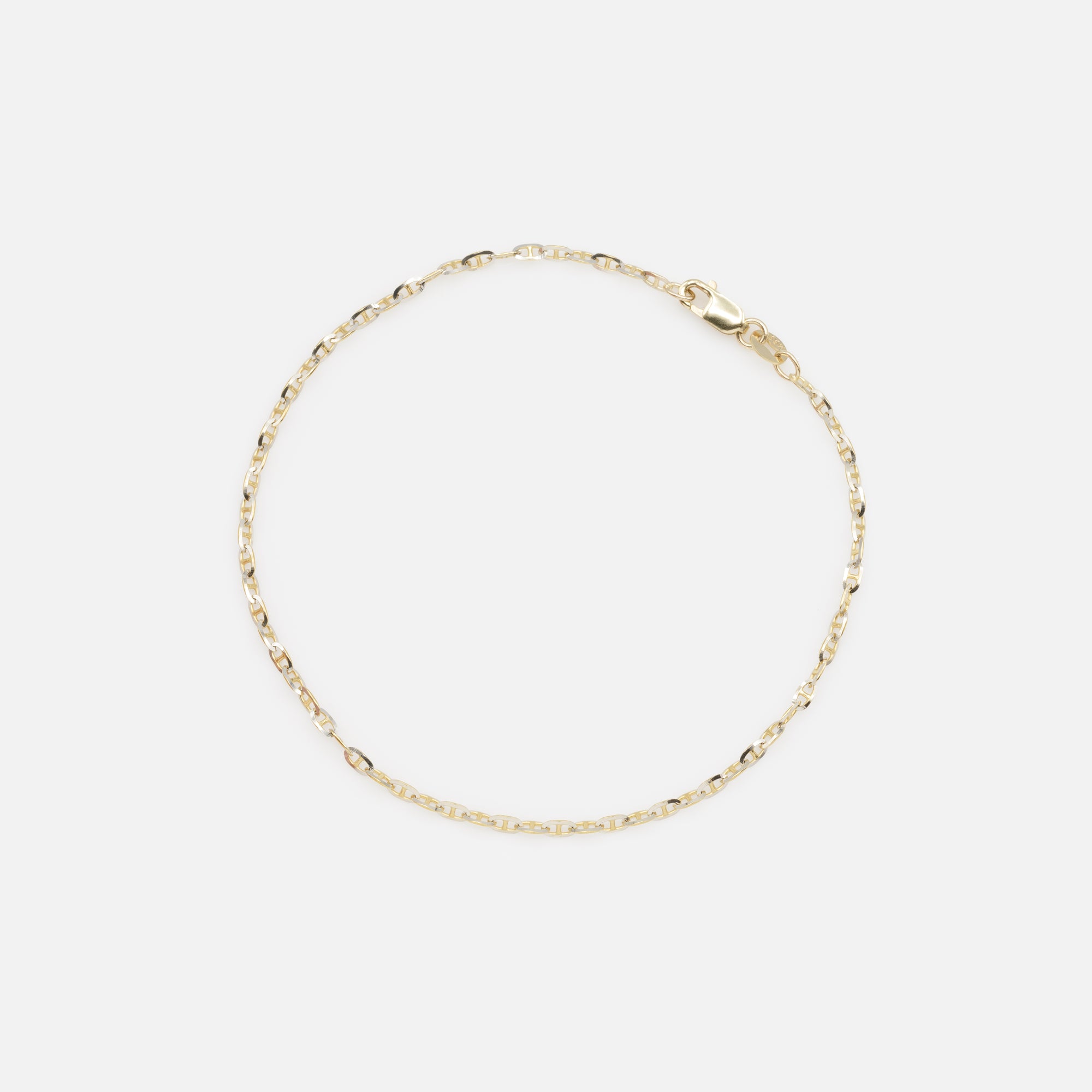 Small navy link bracelet in 10k gold