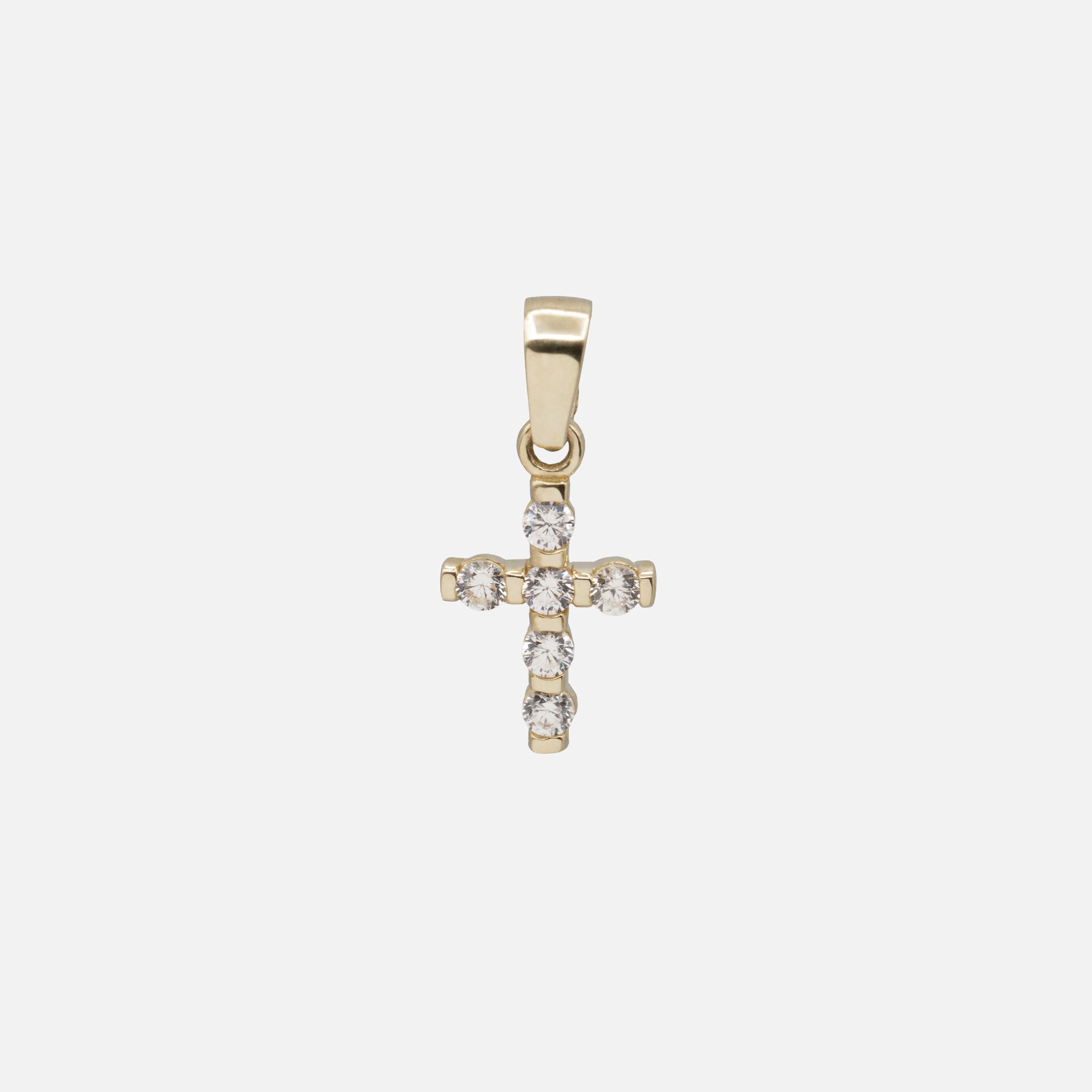 Cross charm and its six cubic zirconias in 10 carat gold