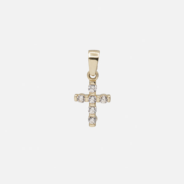 Charger l&#39;image dans la galerie, Breloque croix et ses six zircons cubiques en or 10 carats
