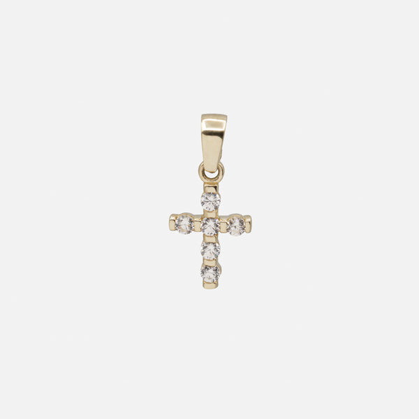 Load image into Gallery viewer, Cross charm and its six cubic zirconias in 10 carat gold
