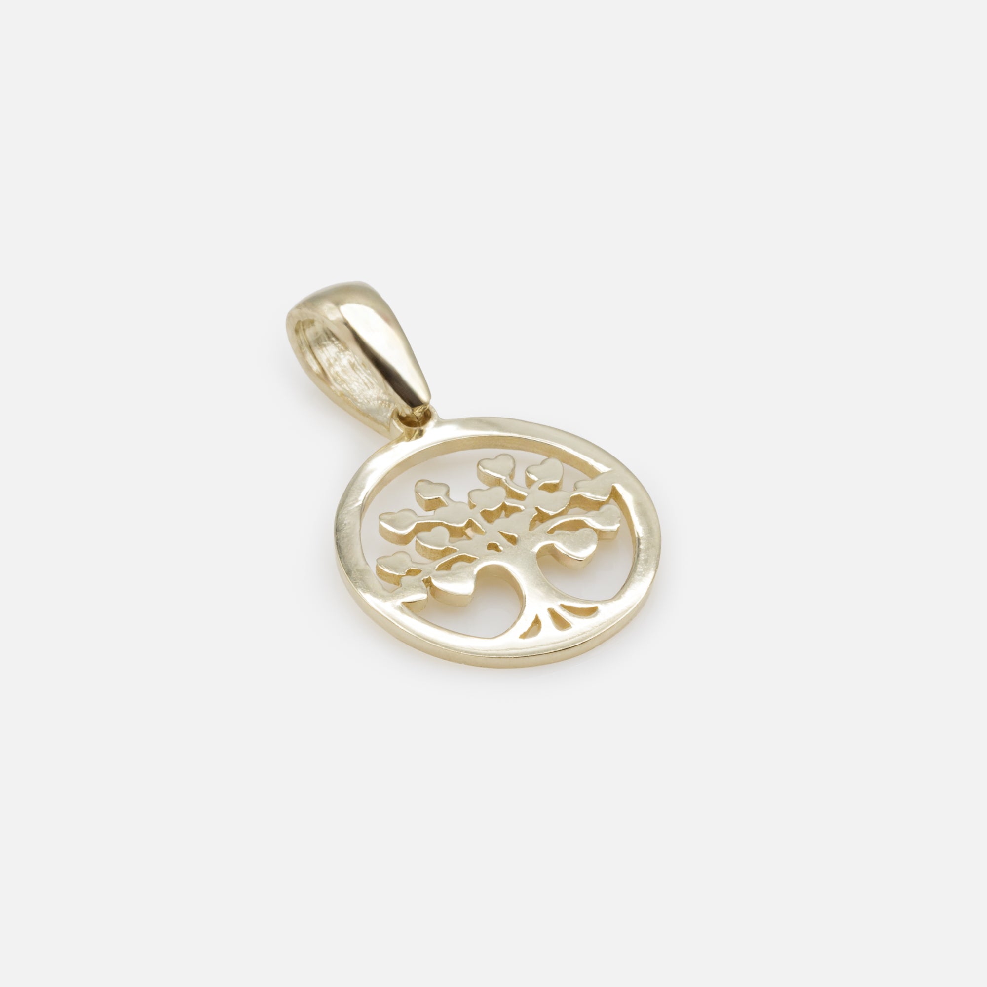 Tree of life leaf heart charm in 10k gold