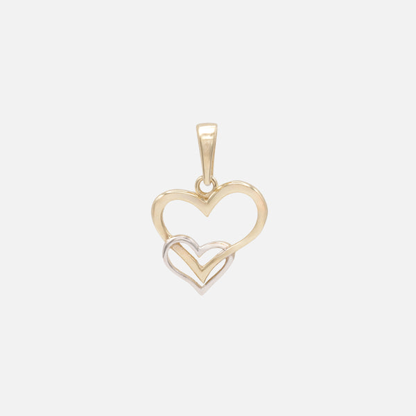 Load image into Gallery viewer, 2-tone duo heart charm in 10k gold
