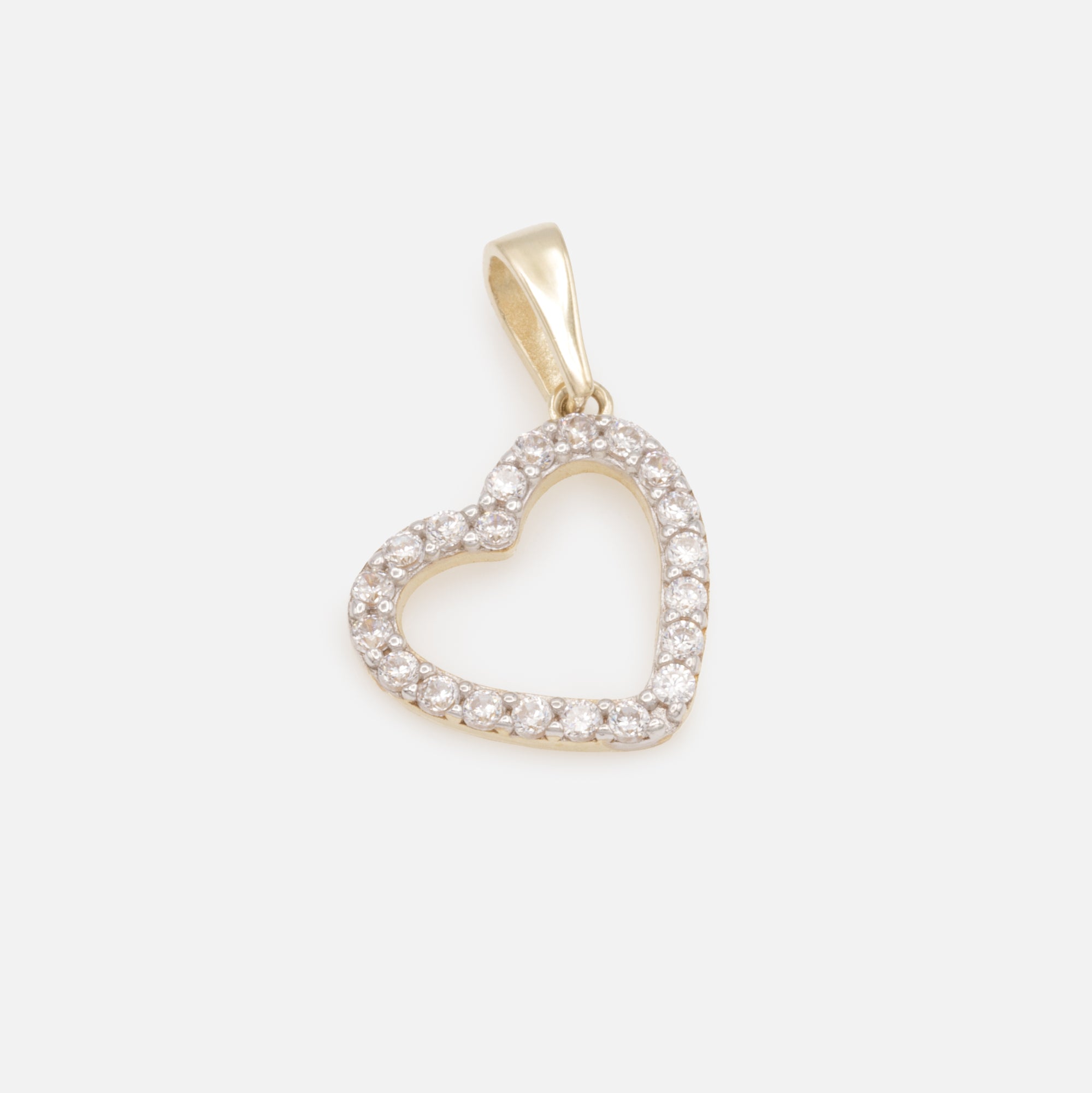 Breloque coeur recouvert de zircons cubiques en or 10 carats