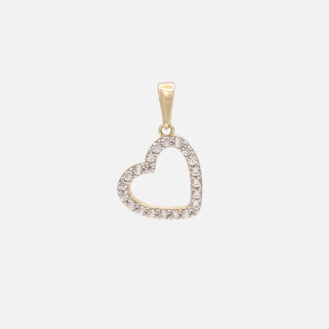 Cubic Zirconia Covered Heart Charm in 10k Gold