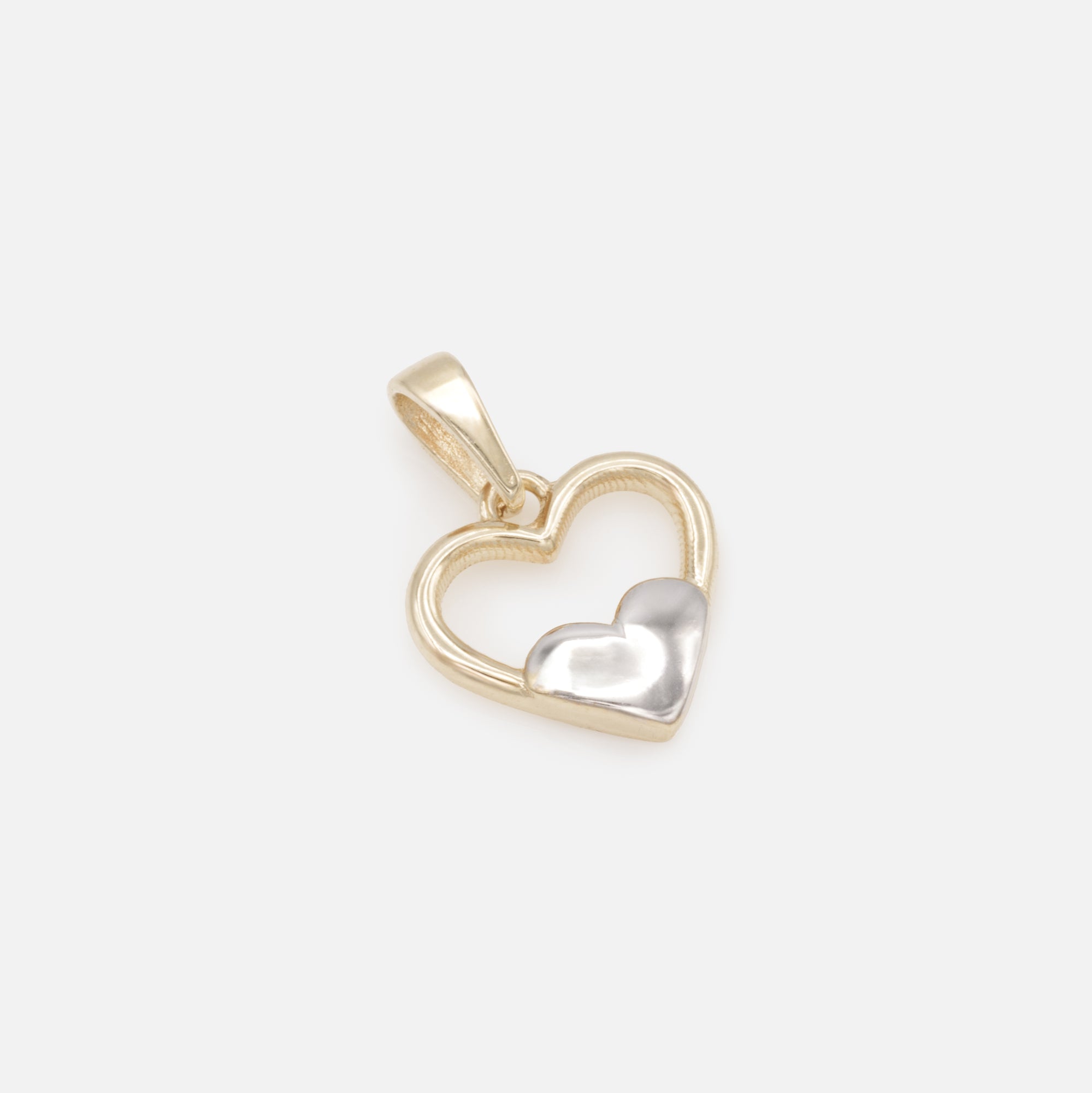 2-tone stacked heart charm in 10k gold