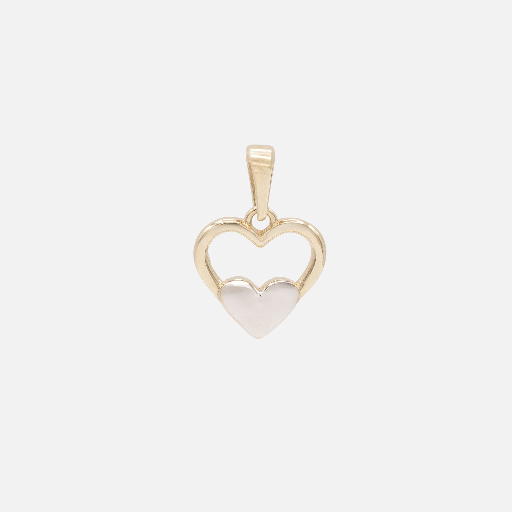 2-tone stacked heart charm in 10k gold