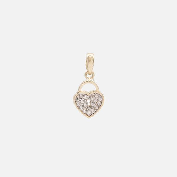 Load image into Gallery viewer, Heart Padlock Charm with Cubic Zirconia in 10k Gold
