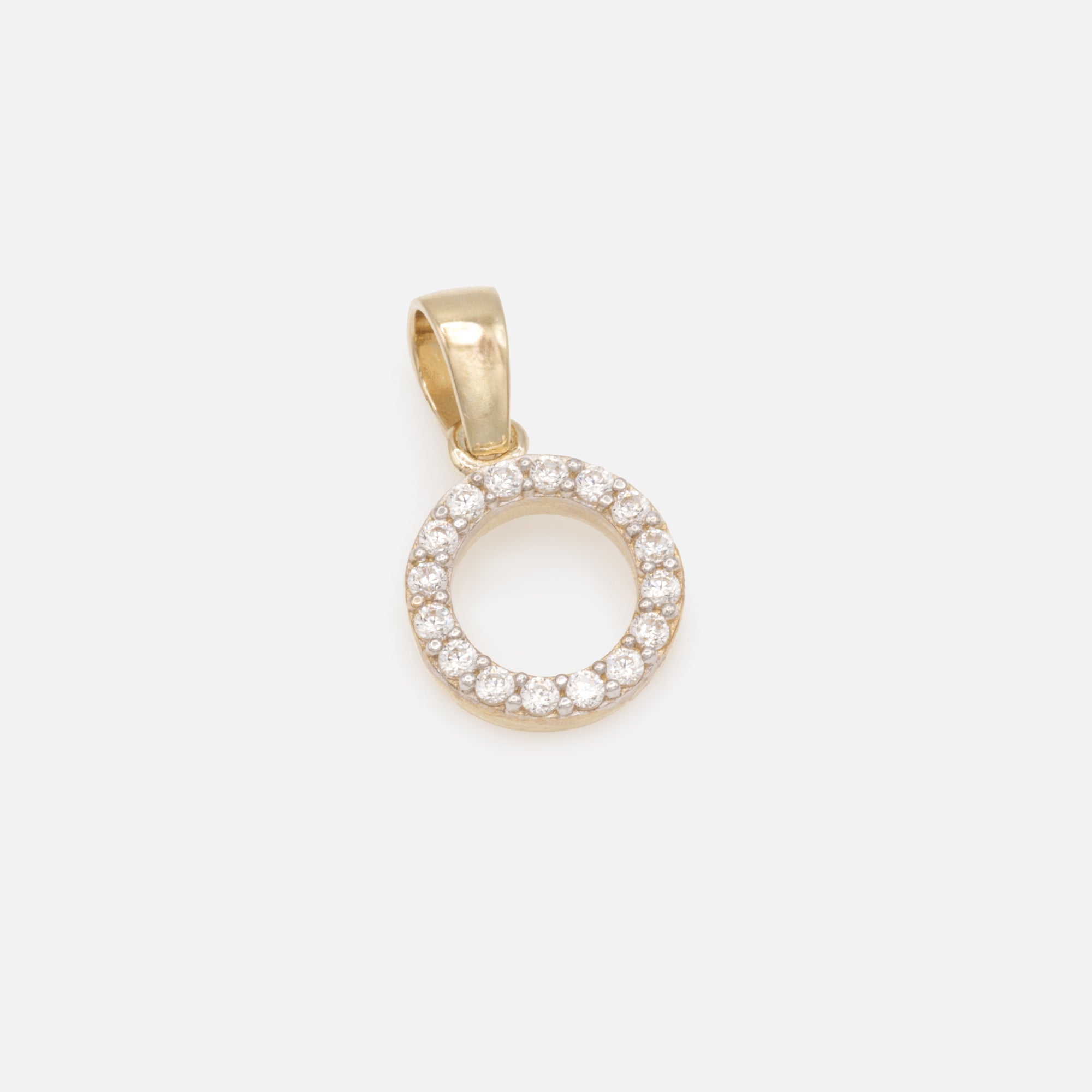 Cubic Zirconia Circle Charm in 10k Gold