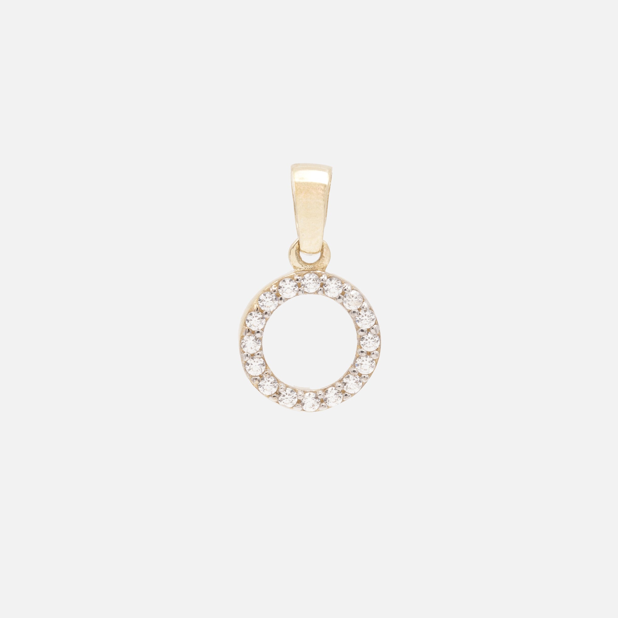 Cubic Zirconia Circle Charm in 10k Gold