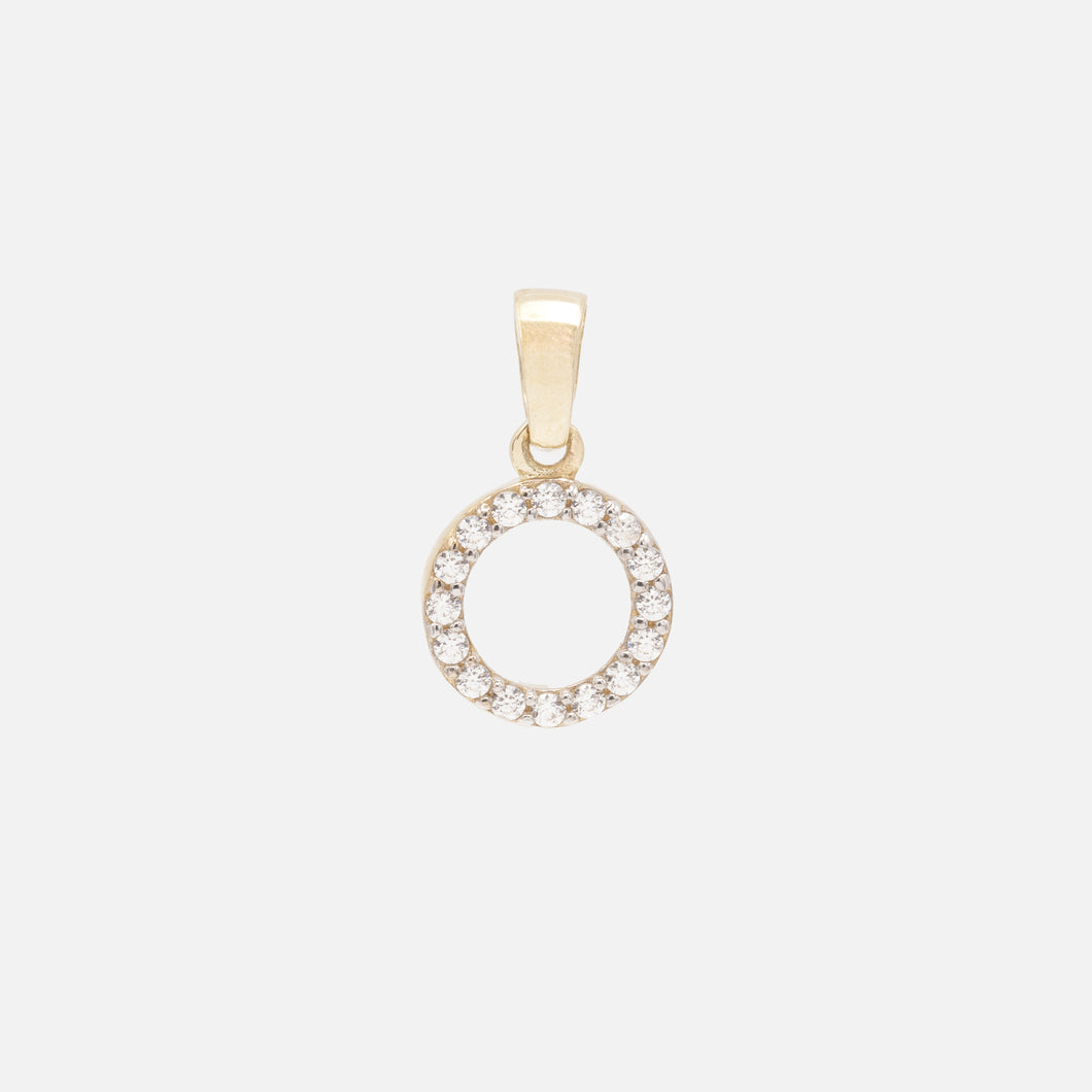 Cubic Zirconia Circle Charm in 10k Gold