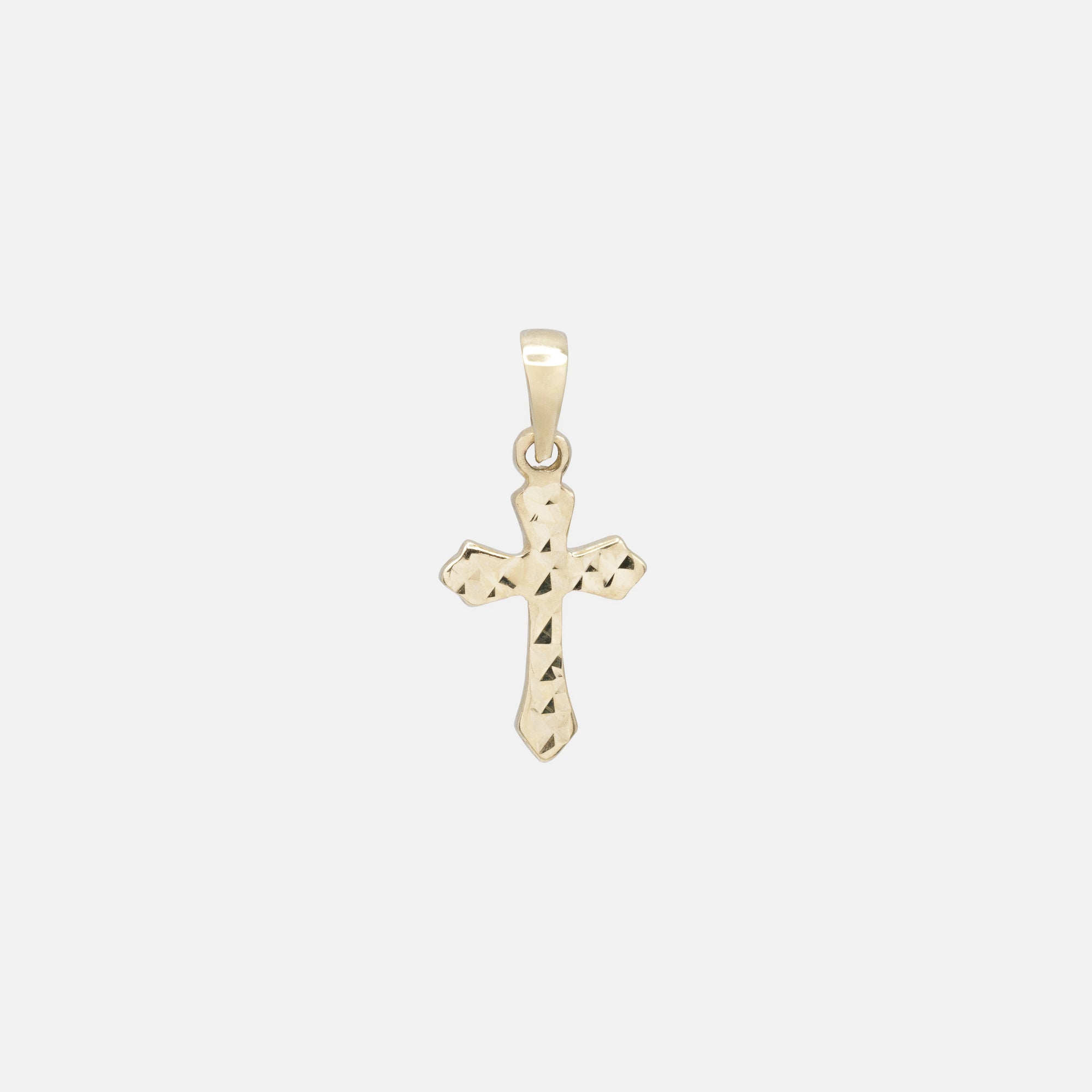 10k Gold Textured Rounded Edge Cross Charm