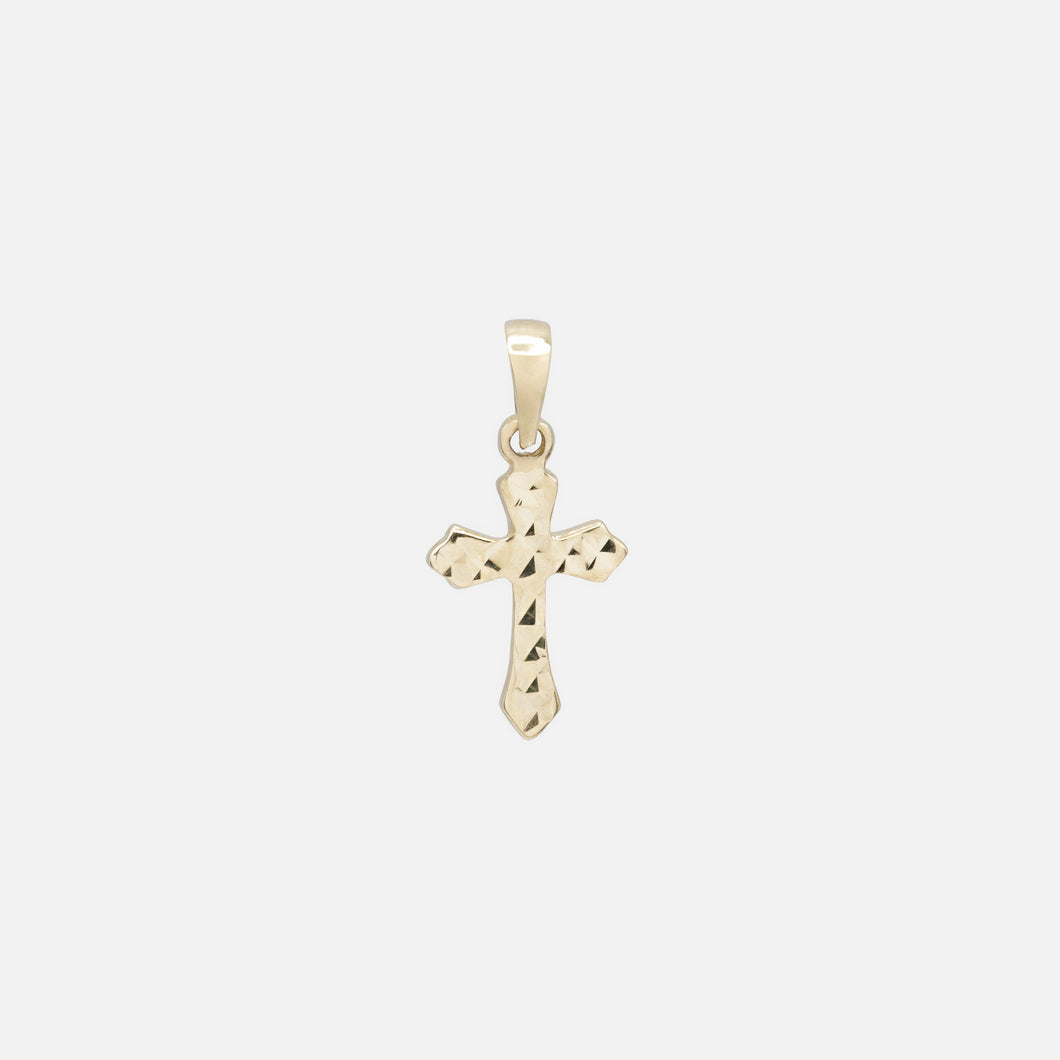 Breloque croix texturée au contour arrondi en or 10 carats