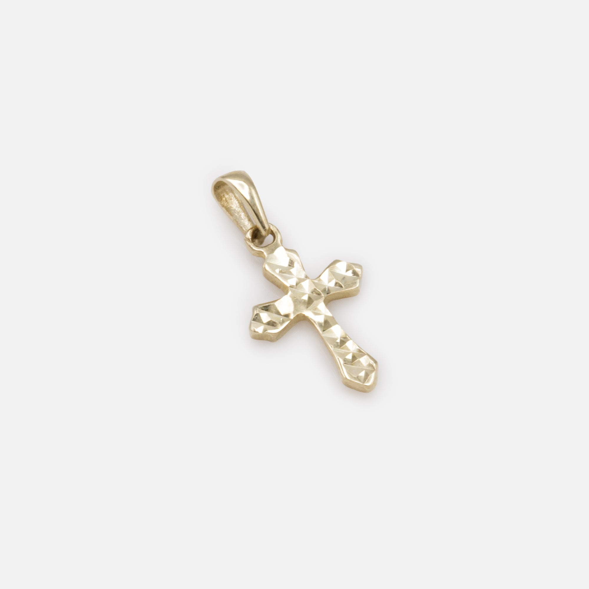 10k Gold Textured Rounded Edge Cross Charm