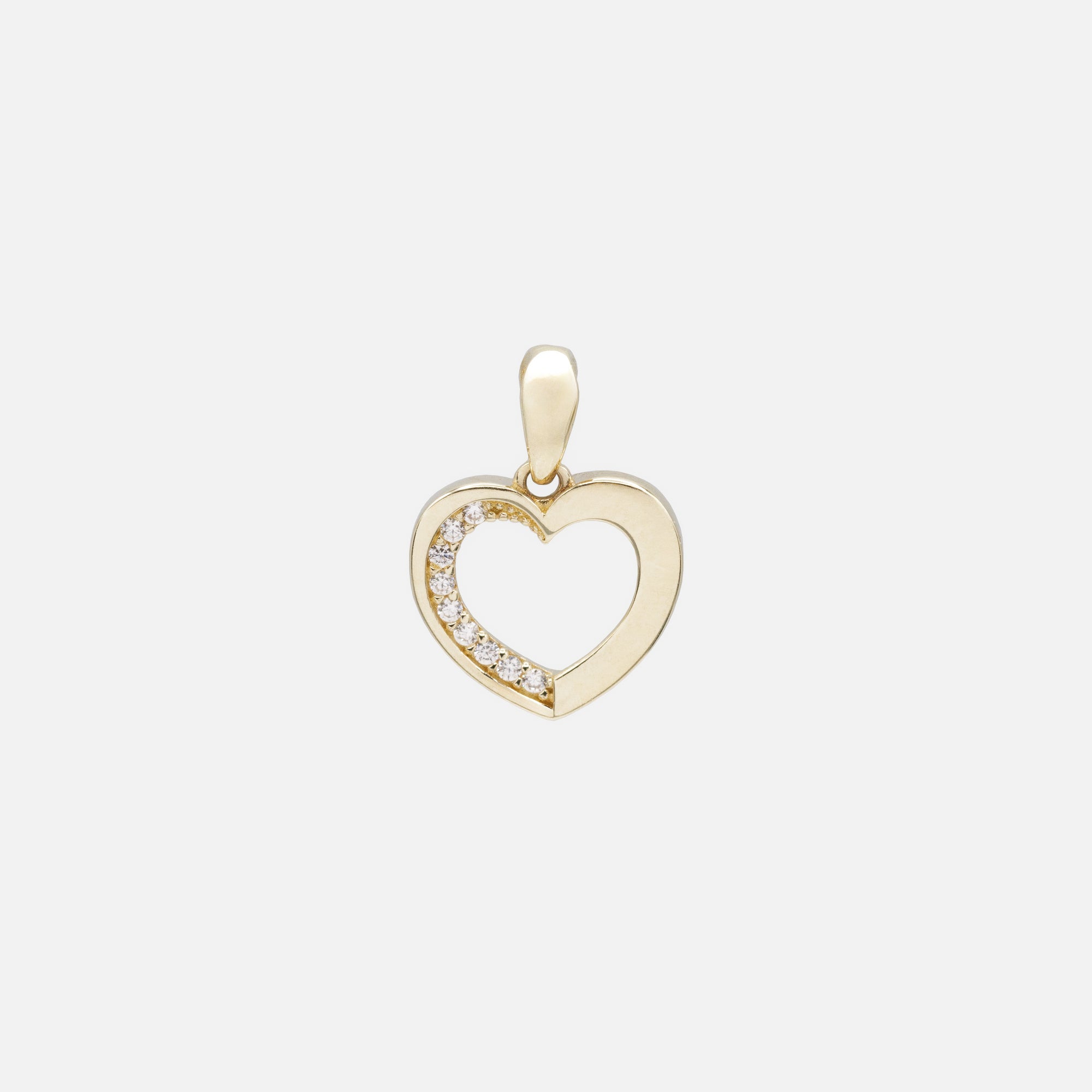 Breloque coeur avec rang intérieur de zircons cubiques en or 10 carats