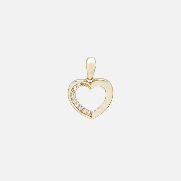 Load image into Gallery viewer, Heart charm with inner row of cubic zirconia in 10 carat gold
