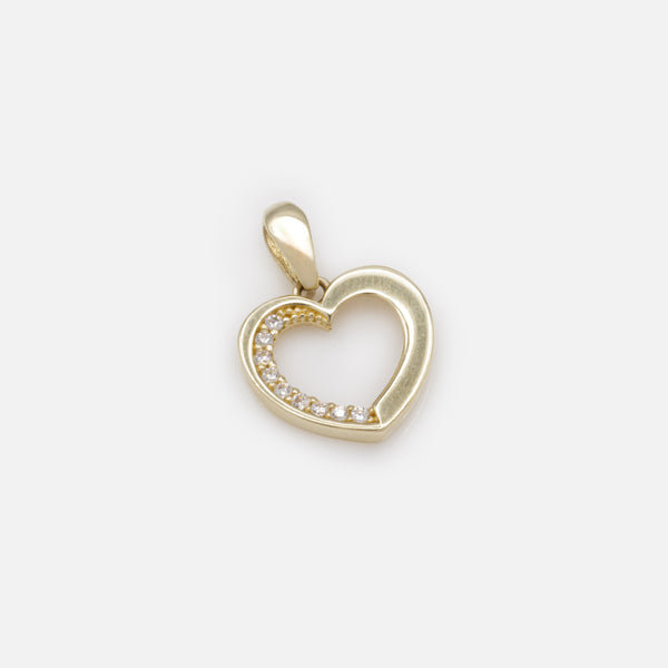 Load image into Gallery viewer, Heart charm with inner row of cubic zirconia in 10 carat gold
