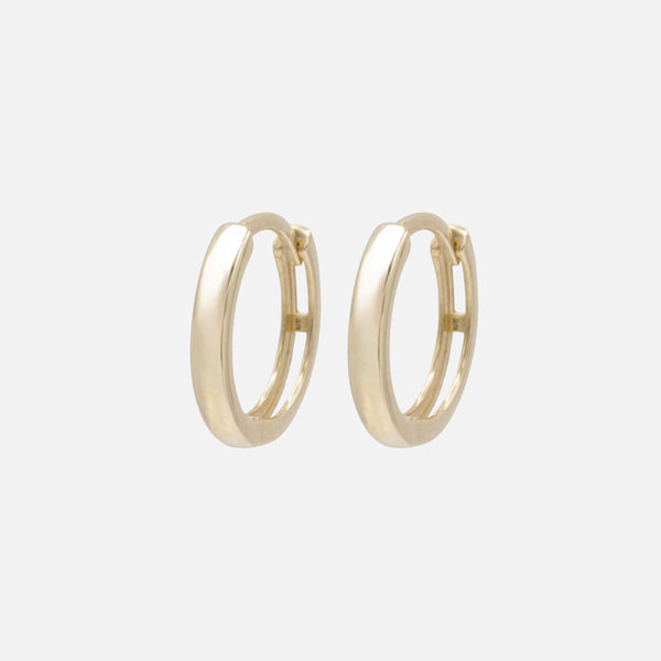 Load image into Gallery viewer, 12mm huggie earrings in 10k gold
