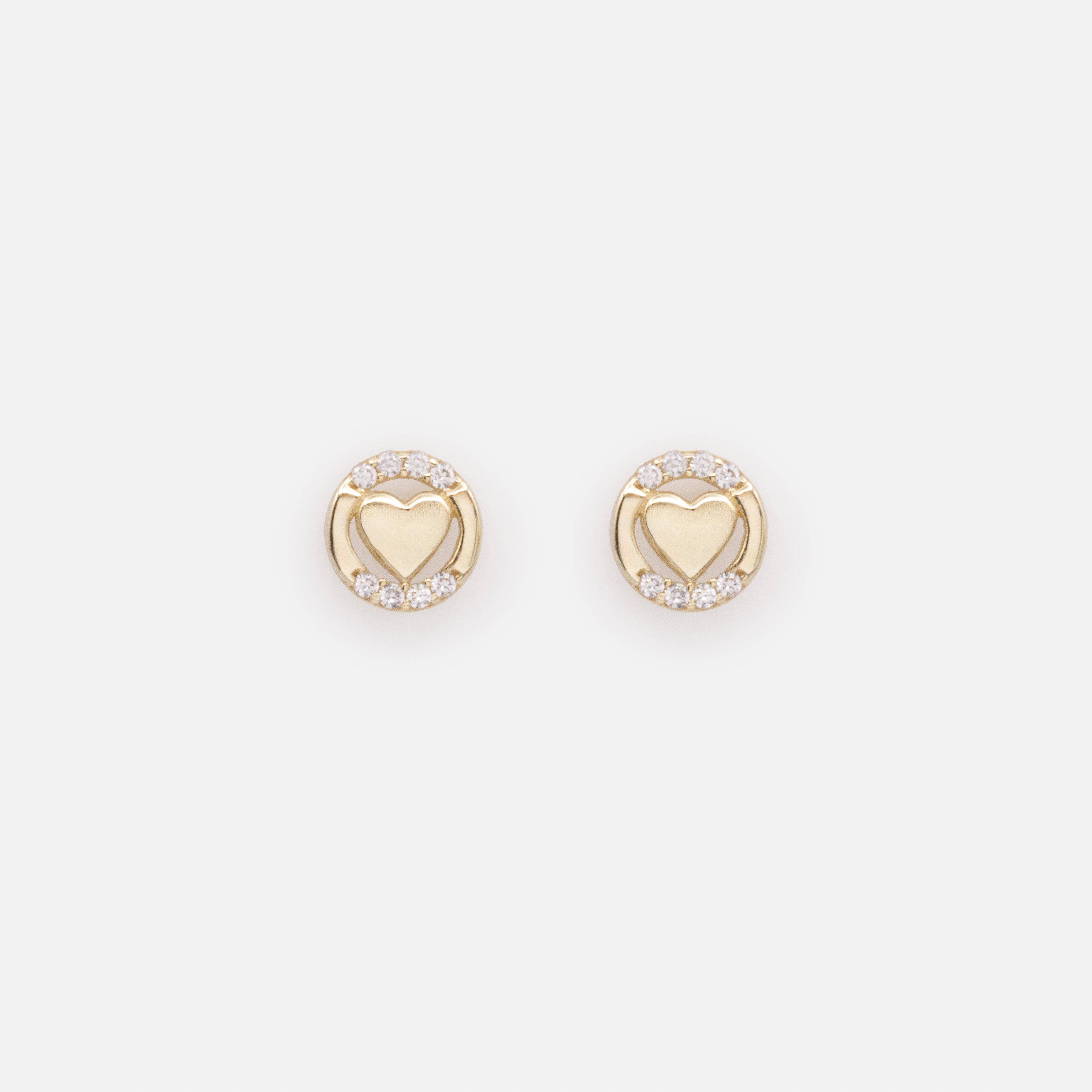 Boucles d'oreilles petits coeurs avec zircons cubiques en or 10 carats