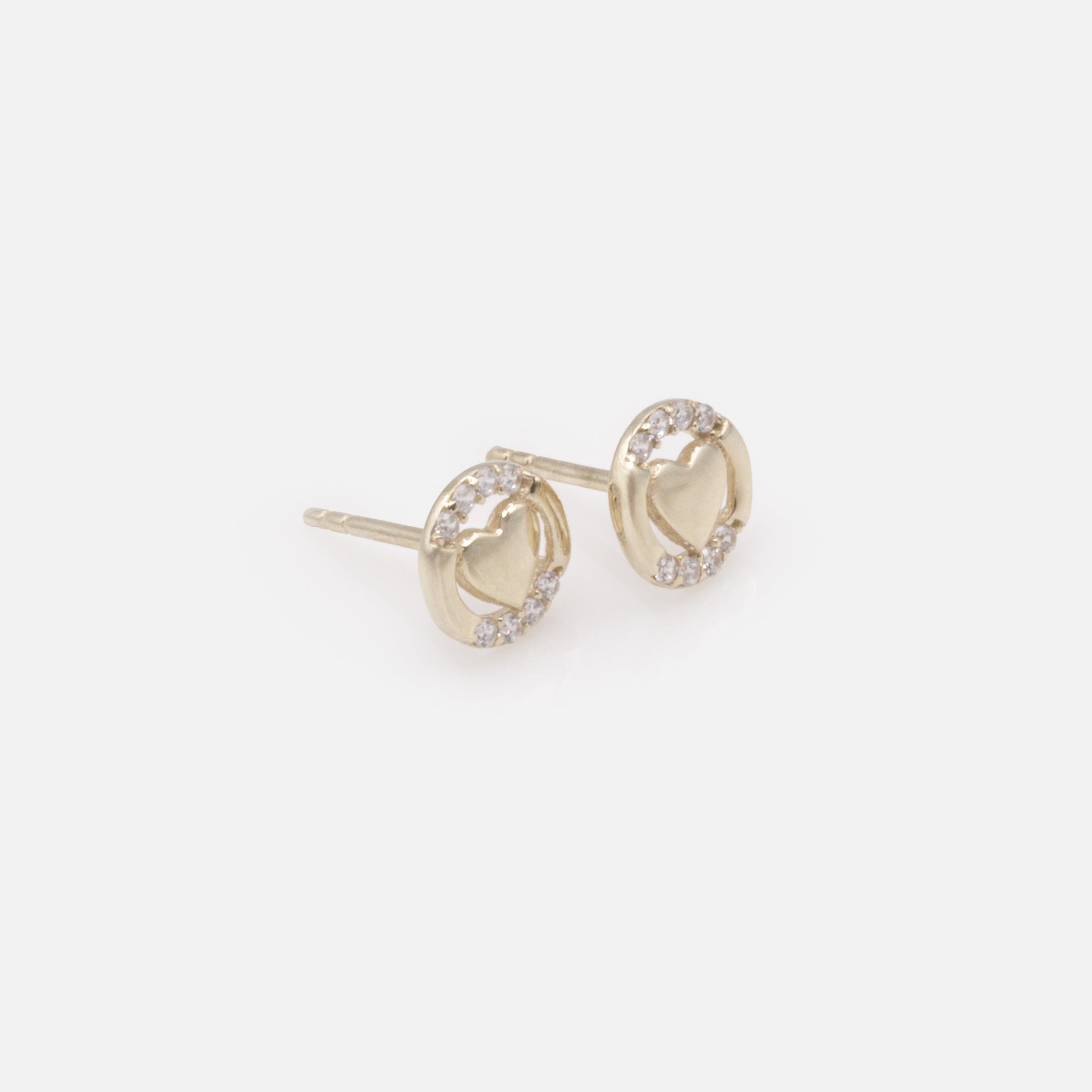 Boucles d'oreilles petits coeurs avec zircons cubiques en or 10 carats