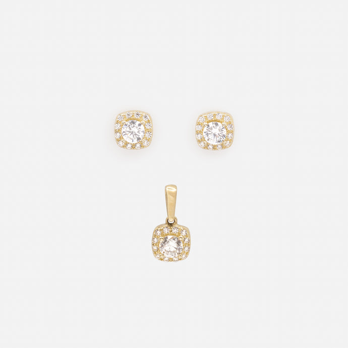 10k Gold Cubic Zirconia Earrings and Charm Set