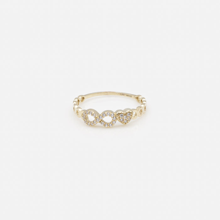 Bague avec cœur et signe infini en or 10 carats