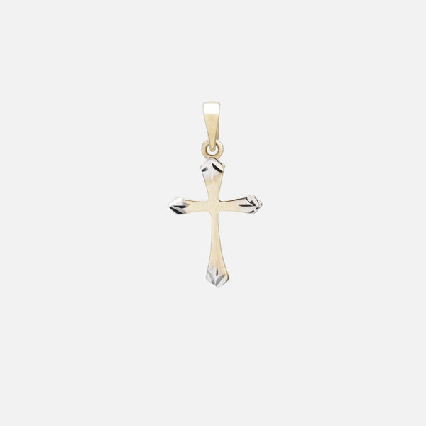 Load image into Gallery viewer, 2-tone cross charm with end detail in 10k gold
