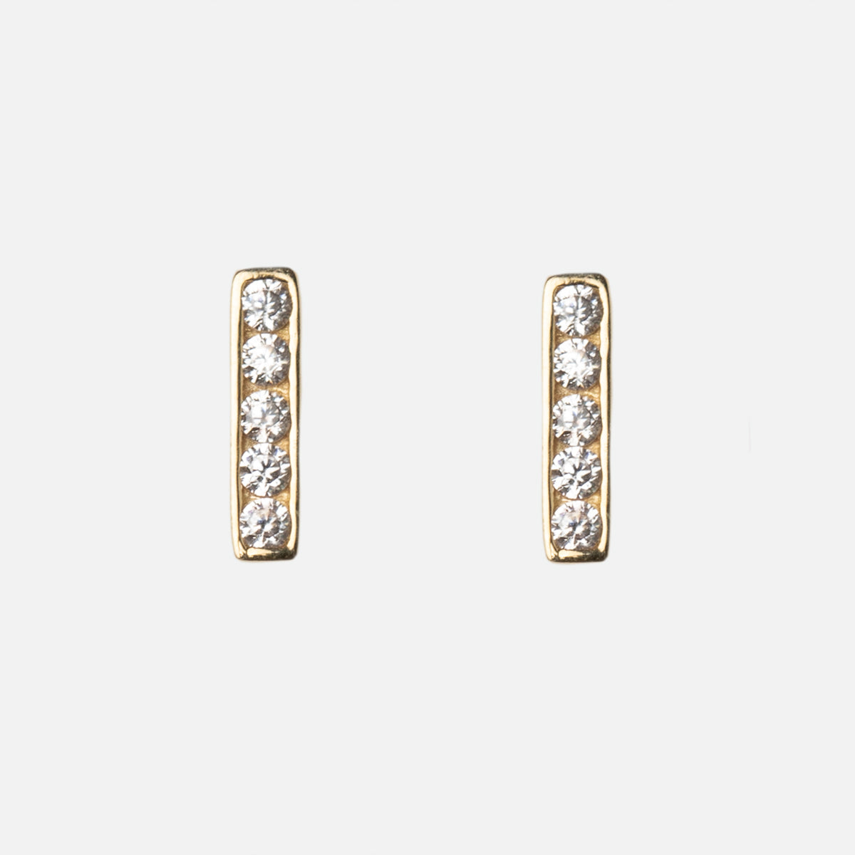 10k gold fixed bar earrings