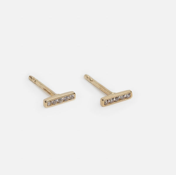 Load image into Gallery viewer, 10k gold fixed bar earrings
