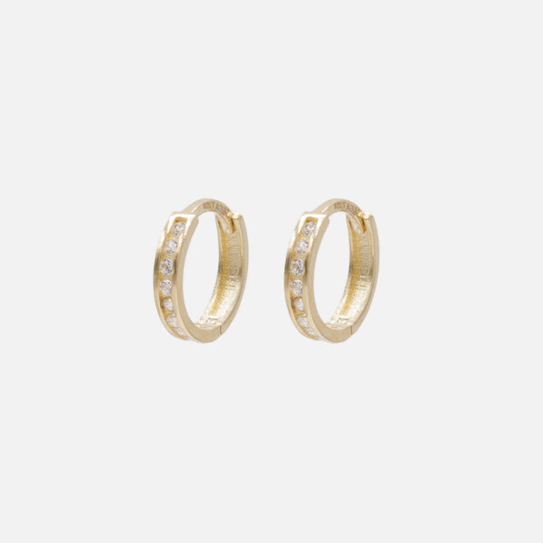 Load image into Gallery viewer, 10mm Cubic Zirconia Huggie Earrings in 10k Gold
