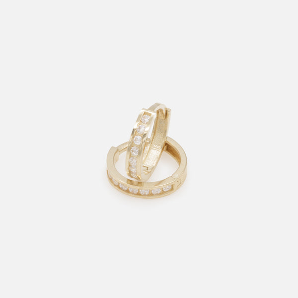 Load image into Gallery viewer, 10mm Cubic Zirconia Huggie Earrings in 10k Gold
