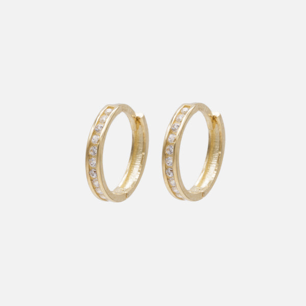 Load image into Gallery viewer, 12mm Cubic Zirconia Huggie Earrings in 10k Gold
