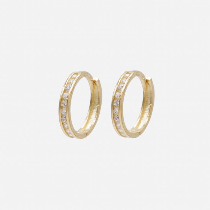 Boucles d’oreilles huggies 12 mm avec zircons cubiques en or 10 carats